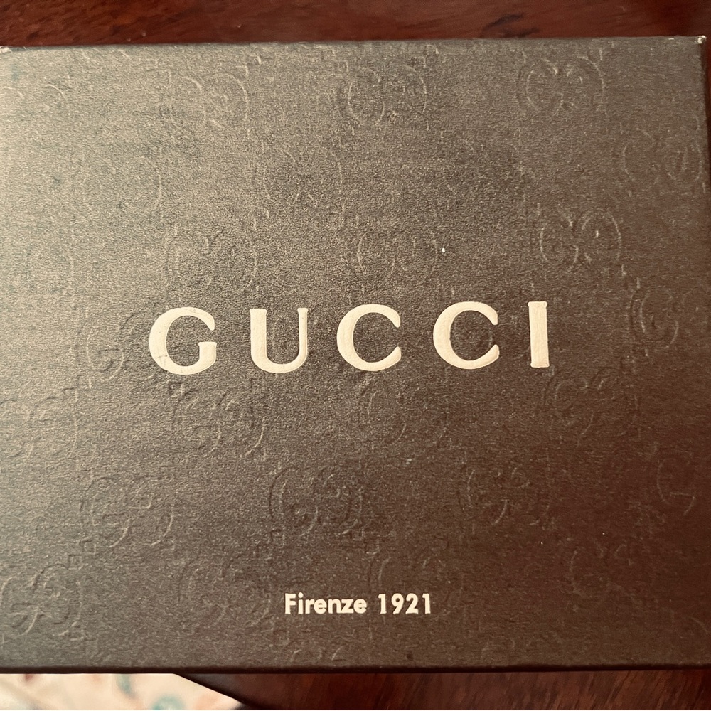 Gucci Embossed Brown Leather Card Holder